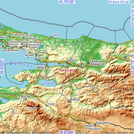 Topographic map of Karşıyaka