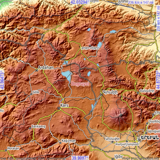 Topographic map of Doğruyol