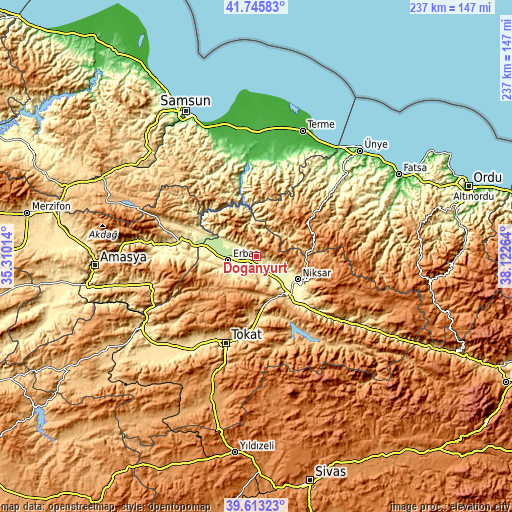 Topographic map of Doğanyurt