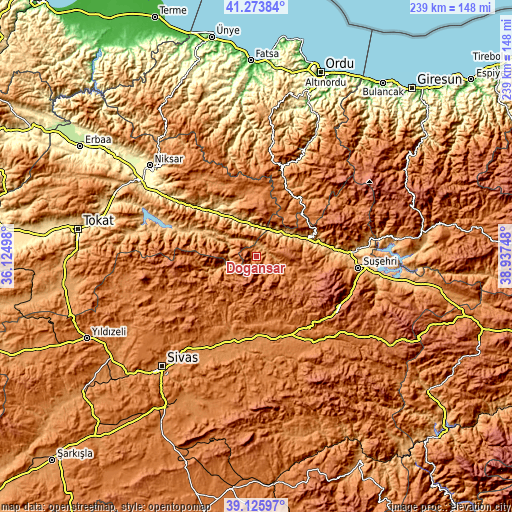 Topographic map of Doğanşar