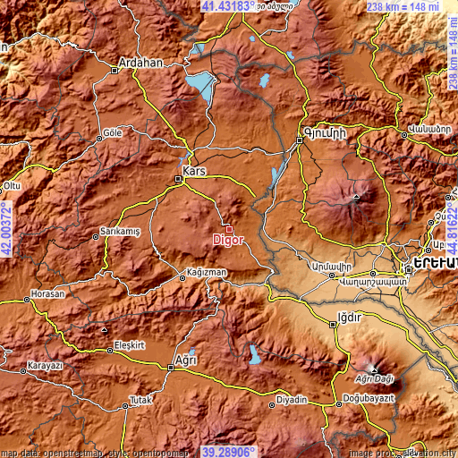 Topographic map of Digor