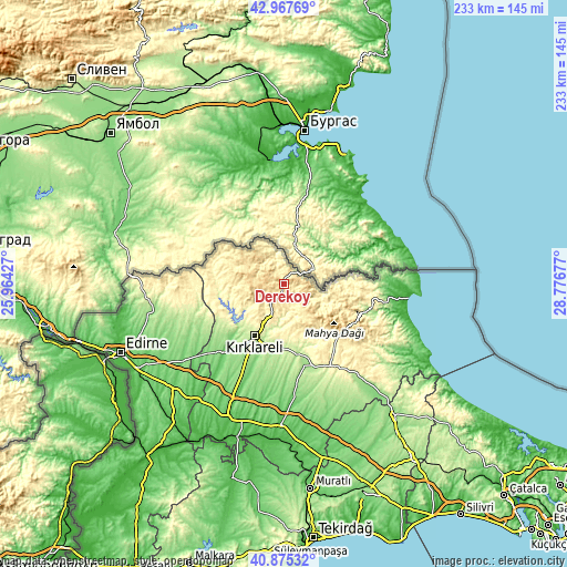 Topographic map of Dereköy