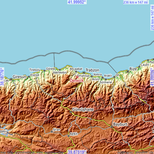 Topographic map of Derecik