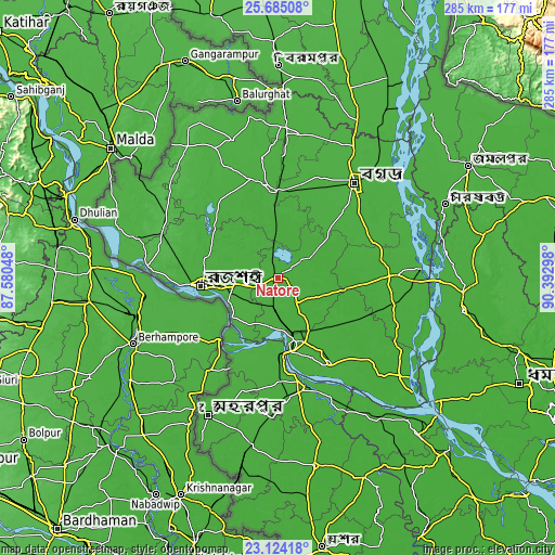 Topographic map of Natore