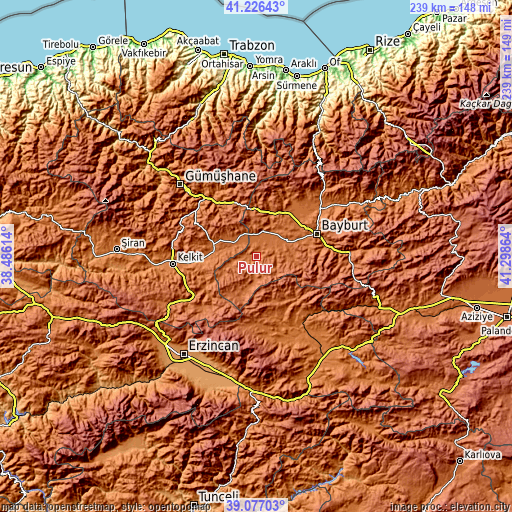 Topographic map of Pulur