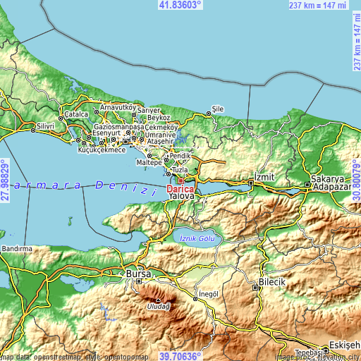 Topographic map of Darıca