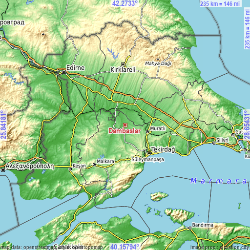 Topographic map of Dambaslar