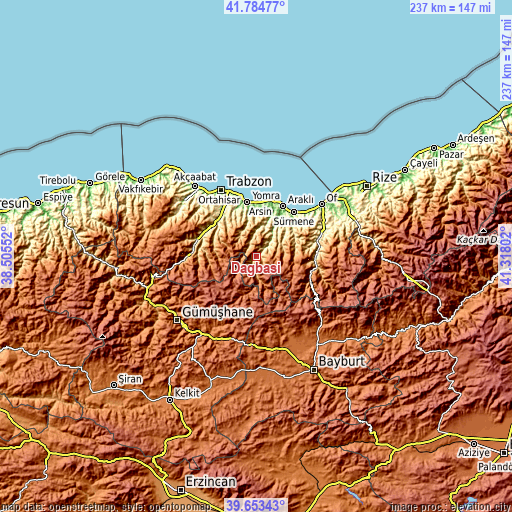 Topographic map of Dağbaşı