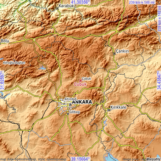 Topographic map of Çubuk