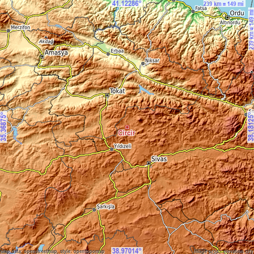 Topographic map of Çırçır