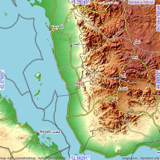 Topographic map of Ḩays