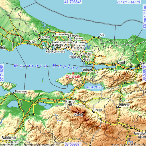 Topographic map of Çınarcık