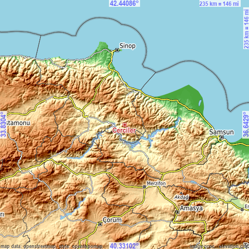 Topographic map of Çerçiler