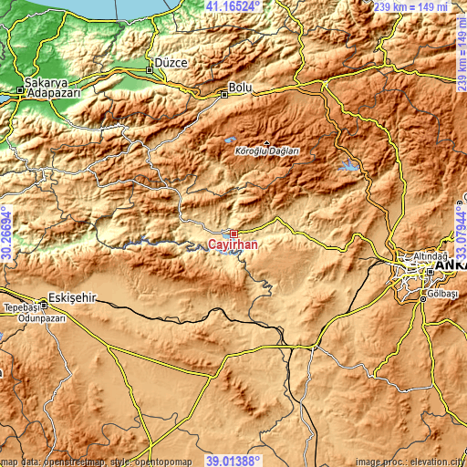 Topographic map of Çayırhan