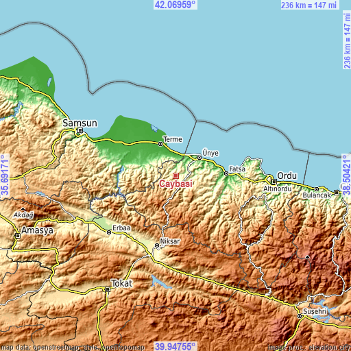 Topographic map of Çaybaşı