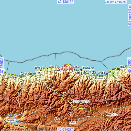 Topographic map of Çarşıbaşı
