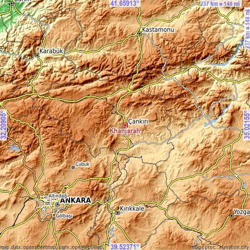 Topographic map of Khanjarah