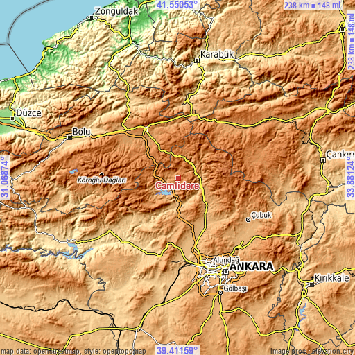 Topographic map of Çamlıdere