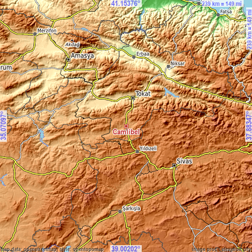 Topographic map of Çamlıbel