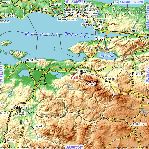 Topographic map of Çalı