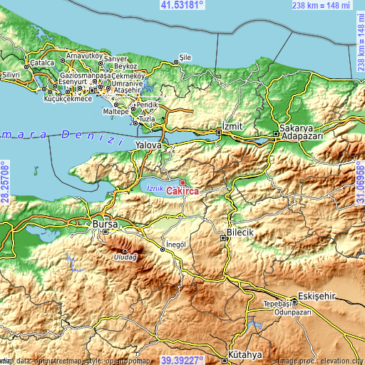 Topographic map of Çakırca