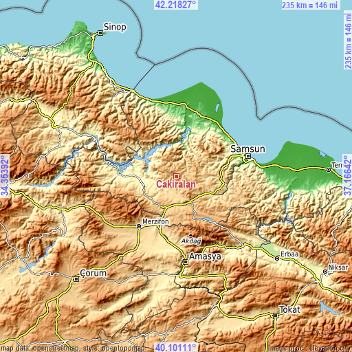 Topographic map of Çakıralan