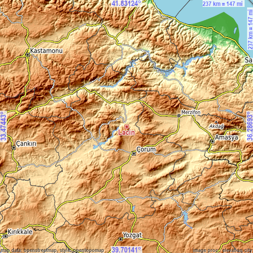 Topographic map of Laçin