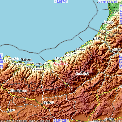 Topographic map of Büyükköy