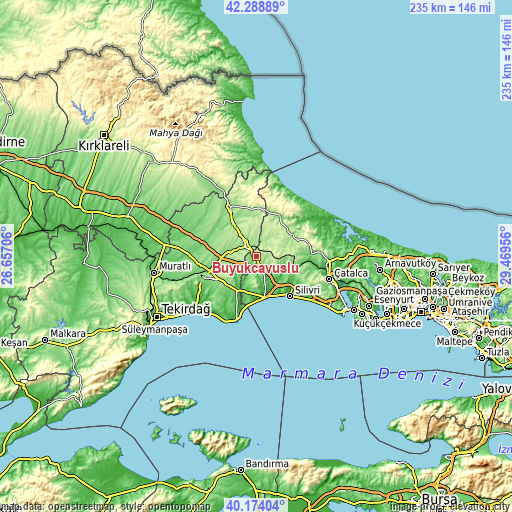 Topographic map of Büyükçavuşlu