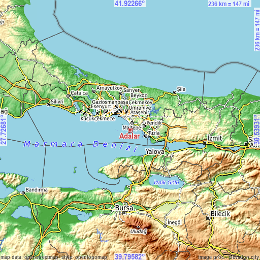 Topographic map of Adalar