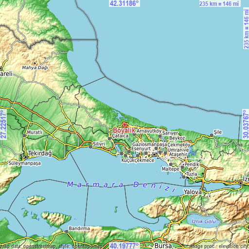 Topographic map of Boyalık