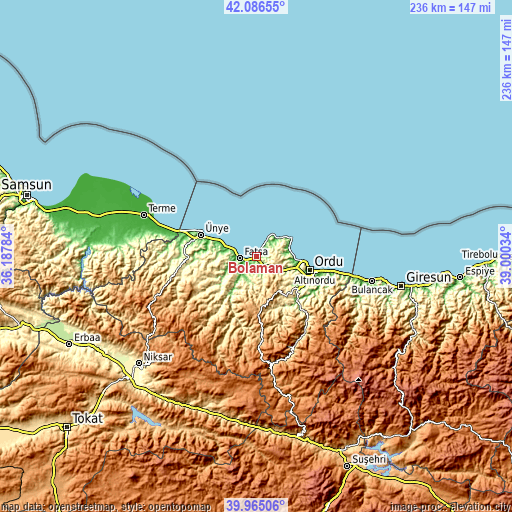 Topographic map of Bolaman