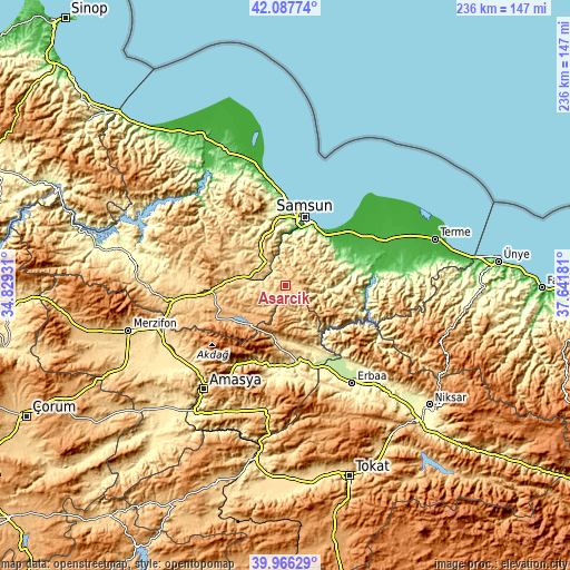 Topographic map of Asarcık