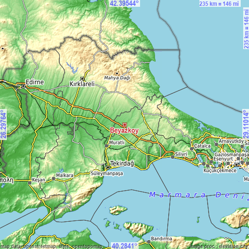 Topographic map of Beyazköy