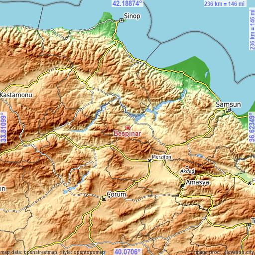 Topographic map of Beşpınar