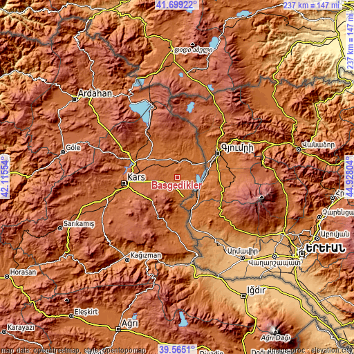 Topographic map of Başgedikler