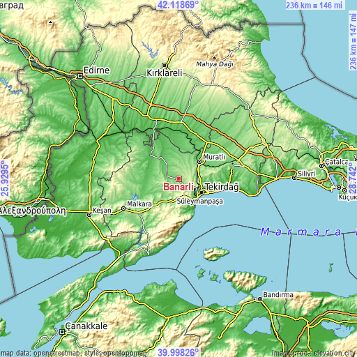 Topographic map of Banarlı