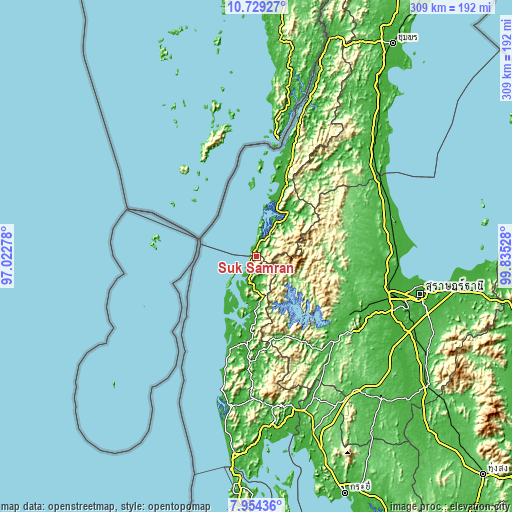 Topographic map of Suk Samran