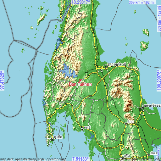 Topographic map of Ban Takhun