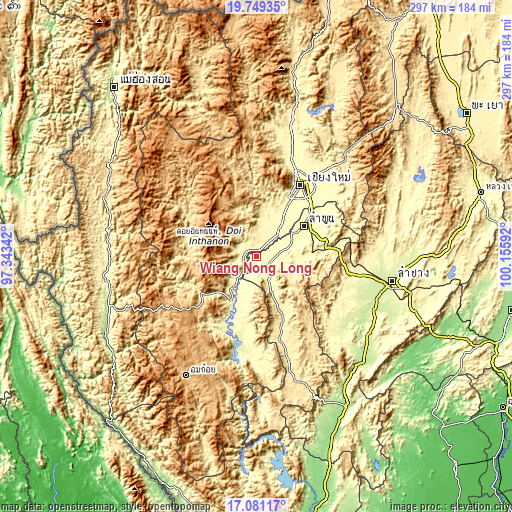 Topographic map of Wiang Nong Long