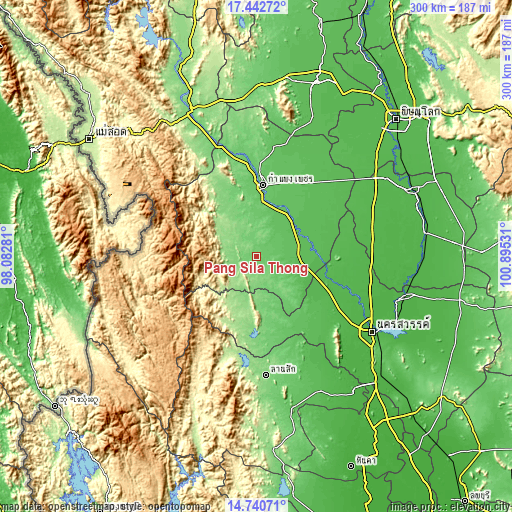 Topographic map of Pang Sila Thong