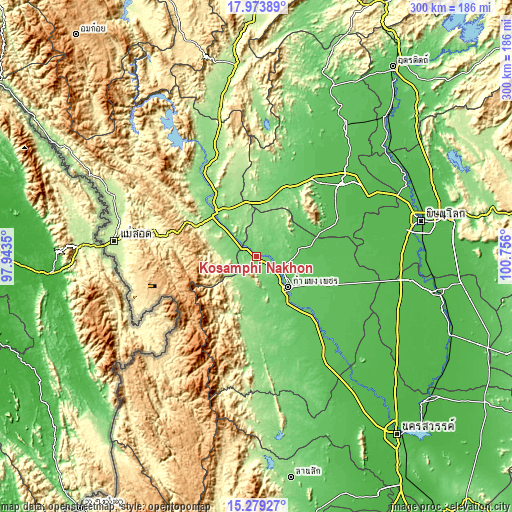 Topographic map of Kosamphi Nakhon