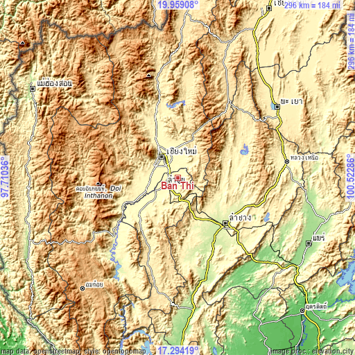 Topographic map of Ban Thi