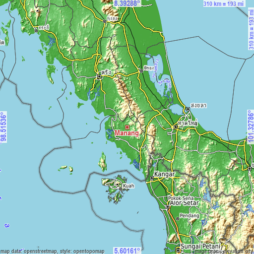 Topographic map of Manang