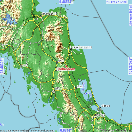 Topographic map of Chulabhorn