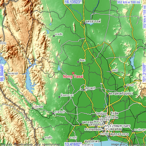 Topographic map of Nong Yasai