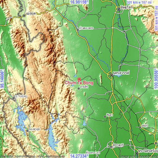 Topographic map of Chum Ta Bong
