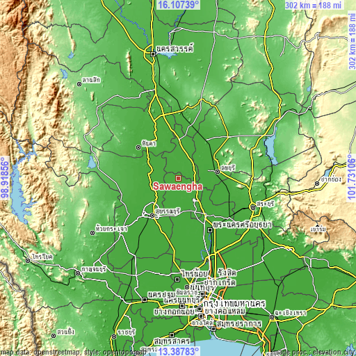 Topographic map of Sawaengha