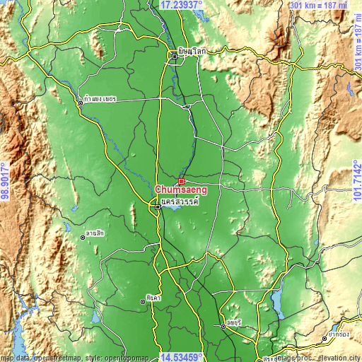 Topographic map of Chumsaeng