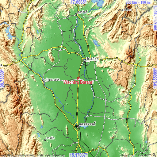 Topographic map of Wachira Barami